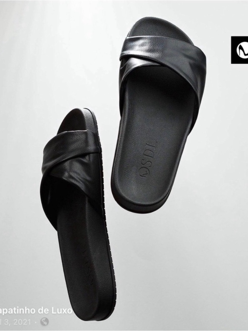 Women's Black Rubber Ergonomic Slide Sandals Soft Leather Strap comfort summer
